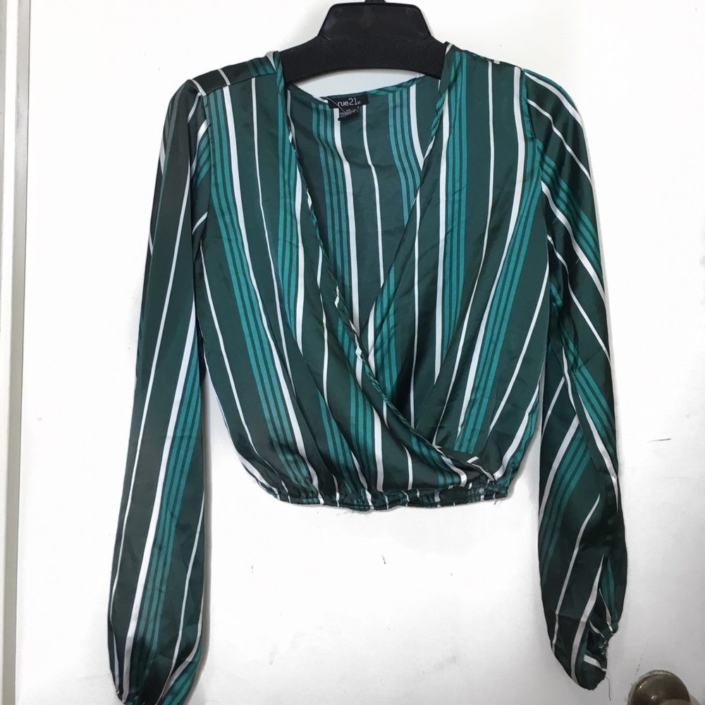 Green Striped Satin Shirt